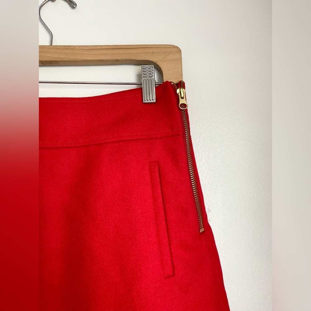J.Crew Wool Preppy Red A-Line Mini Skirt Double Serge Pockets Classic Modern 2T - Picture 6 of 10